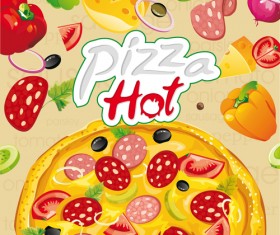 Vector pizza hot design poster 01