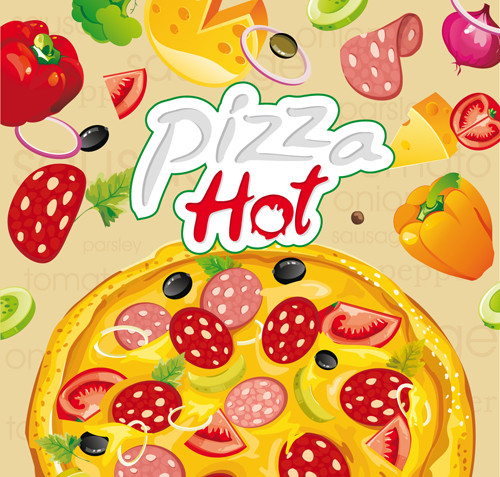 Vector pizza hot design poster 01