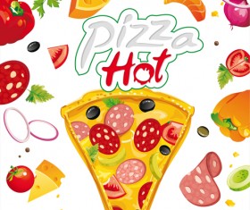 Vector pizza hot design poster 03