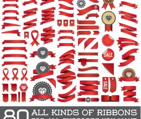 Vector set of colorful ribbons design material 01