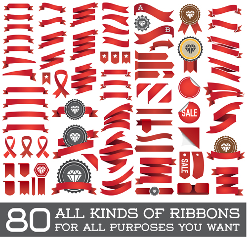 Vector set of colorful ribbons design material 01