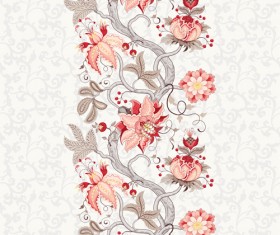 Vine flower with floral background vector 03
