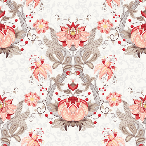 Vine with flower seamless pattern vector 01