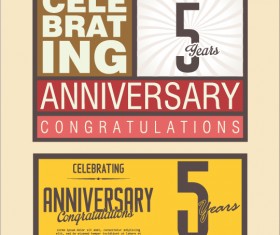Vintage anniversary cards flat styles vector 01