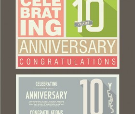 Vintage anniversary cards flat styles vector 02