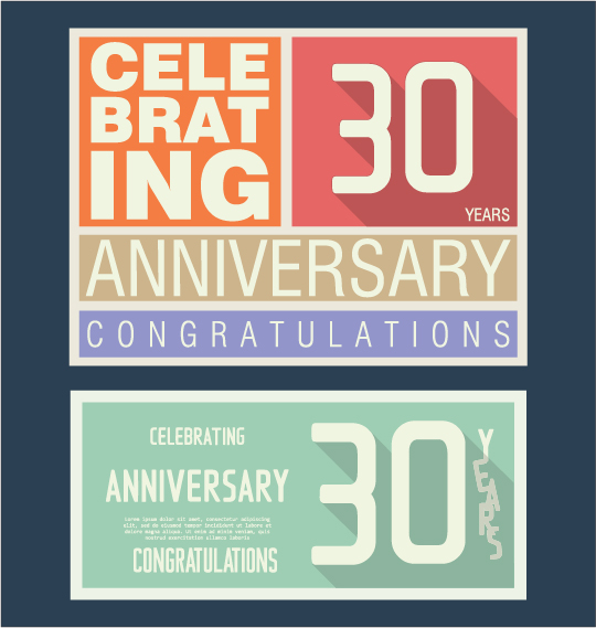 Vintage anniversary cards flat styles vector 05
