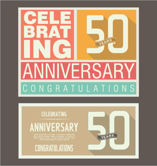Vintage anniversary cards flat styles vector 07