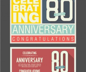 Vintage anniversary cards flat styles vector 08
