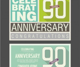 Vintage anniversary cards flat styles vector 09