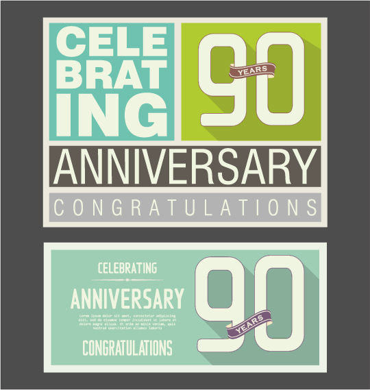 Vintage anniversary cards flat styles vector 09