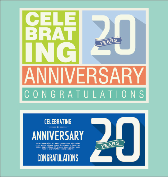 Vintage anniversary cards flat styles vector 10