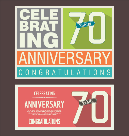 Vintage anniversary cards flat styles vector 11
