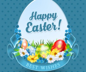 Vintage easter flower with egg label vector