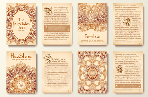 Vintage floral cover with page vector 01