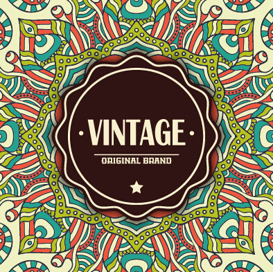 Vintage frame with ethnic pattern vector backgrounds 01