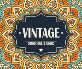Vintage frame with ethnic pattern vector backgrounds 03