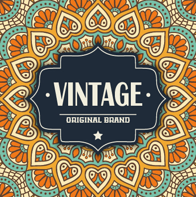 Vintage frame with ethnic pattern vector backgrounds 03