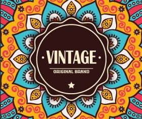 Vintage frame with ethnic pattern vector backgrounds 05