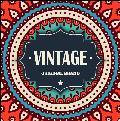 Vintage frame with ethnic pattern vector backgrounds 07