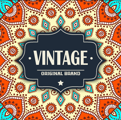 Vintage frame with ethnic pattern vector backgrounds 08