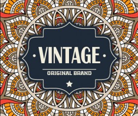 Vintage frame with ethnic pattern vector backgrounds 09