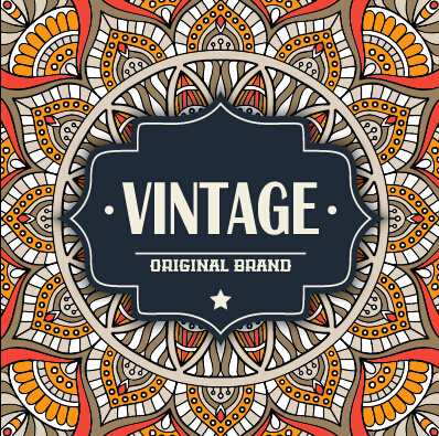 Vintage frame with ethnic pattern vector backgrounds 09