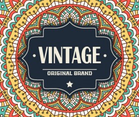 Vintage frame with ethnic pattern vector backgrounds 12