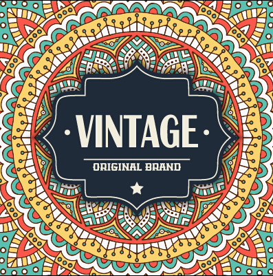 Vintage frame with ethnic pattern vector backgrounds 12