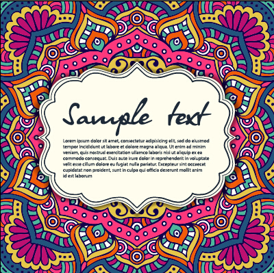 Vintage frame with ethnic pattern vector backgrounds 13