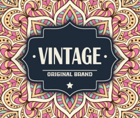 Vintage frame with ethnic pattern vector backgrounds 14