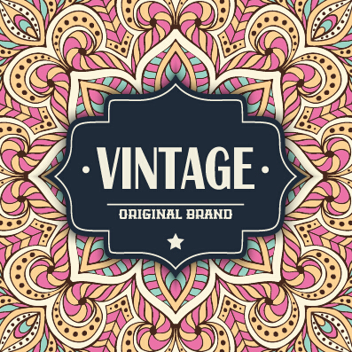 Vintage frame with ethnic pattern vector backgrounds 14