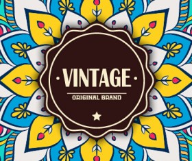 Vintage frame with ethnic pattern vector backgrounds 16