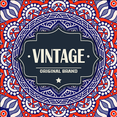 Vintage frame with ethnic pattern vector backgrounds 17