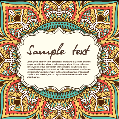 Vintage frame with ethnic pattern vector backgrounds 18