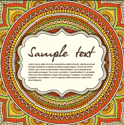 Vintage frame with ethnic pattern vector backgrounds 19