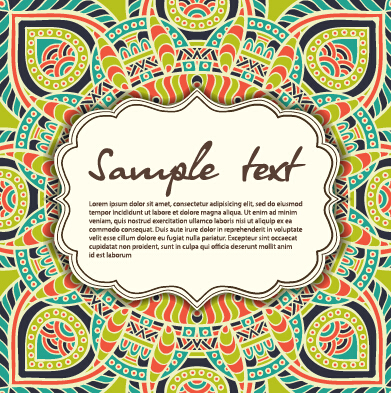 Vintage frame with ethnic pattern vector backgrounds 20