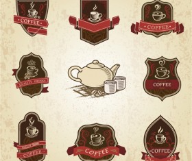 Vintage label coffee vectors material 01