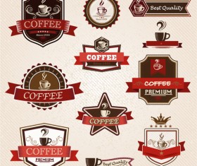 Vintage label coffee vectors material 02