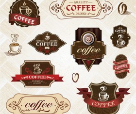Vintage label coffee vectors material 03