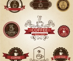 Vintage label coffee vectors material 04