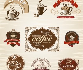 Vintage label coffee vectors material 05