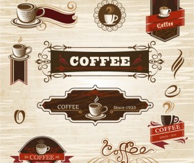 Vintage label coffee vectors material 06