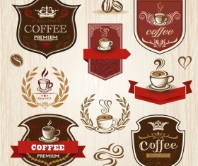 Vintage label coffee vectors material 08