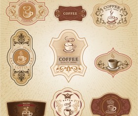 Vintage label coffee vectors material 09