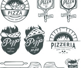 Vintage pizza logos design vectors