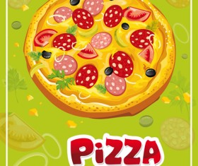 Vintage pizza slices poster vectors material