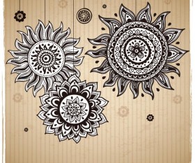 Vintage sunflower pattern background vector