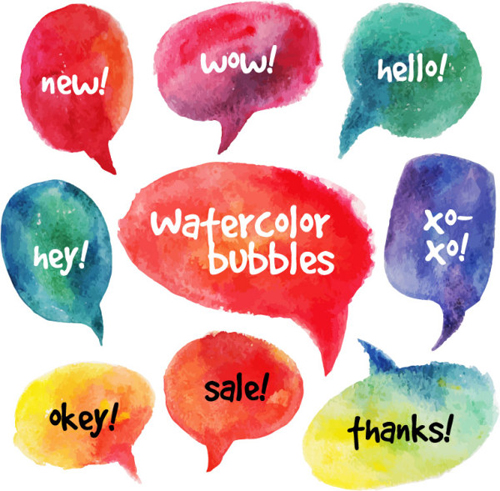 Watercolor speech bubbles for your text vector
