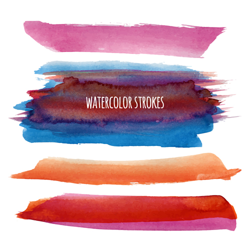 Watercolor strokes vector brushes set 01