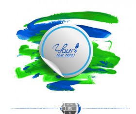 Watercolor with stickers vectors 01